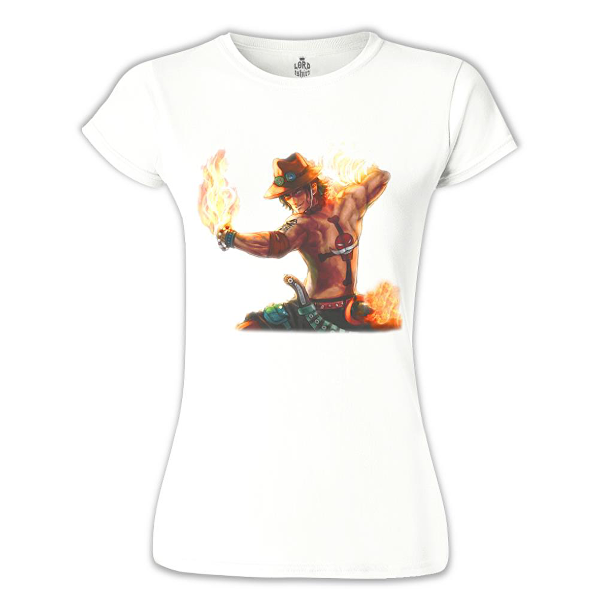 One Piece - Flame Beyaz Bayan Tshirt