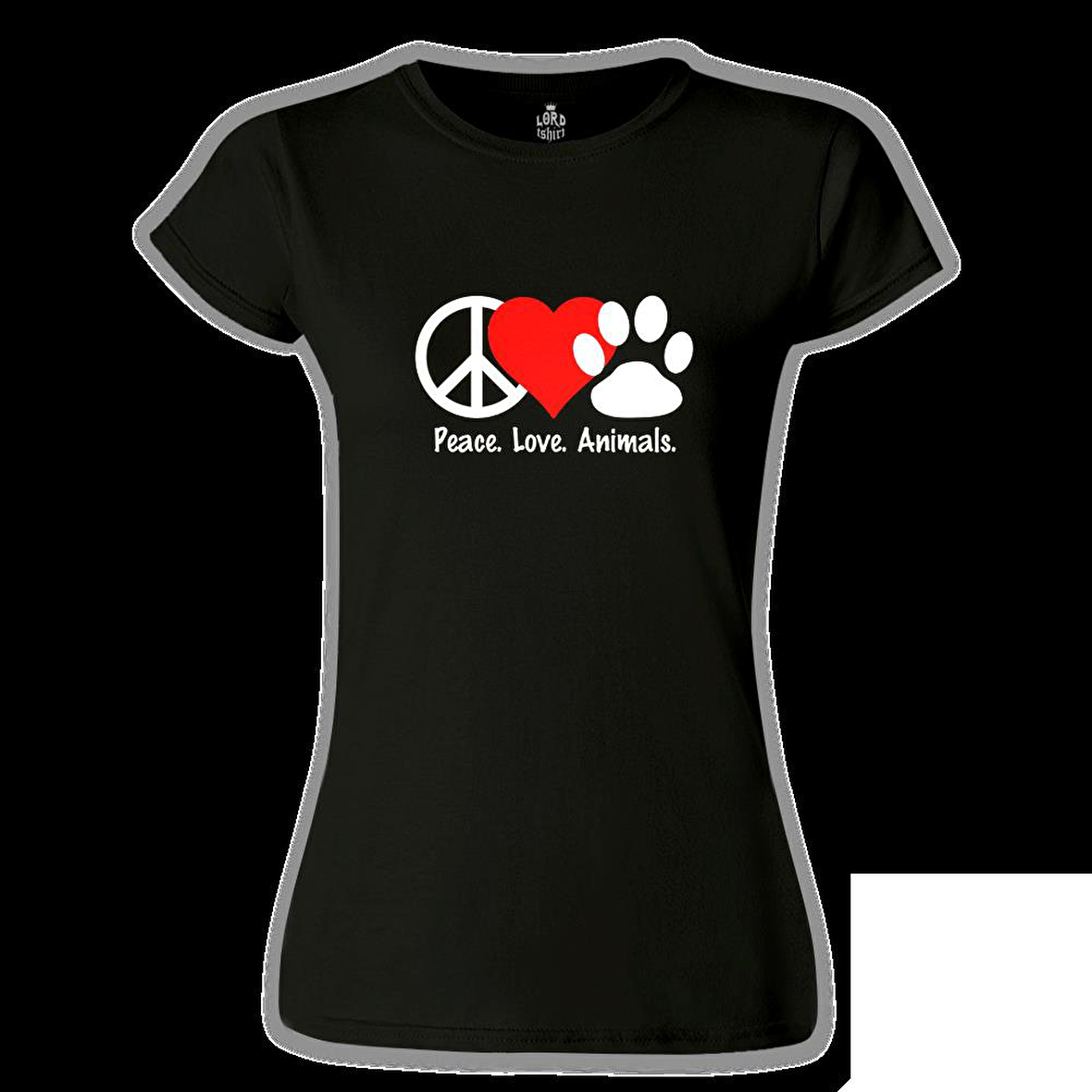 Peace Love Animals Siyah Bayan Tshirt