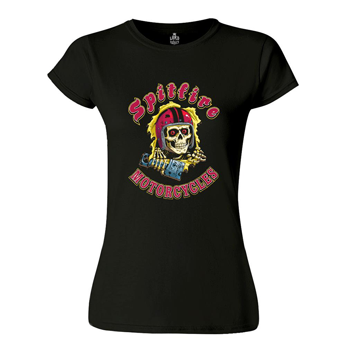 Motosiklet - Spitfire Siyah Bayan Tshirt