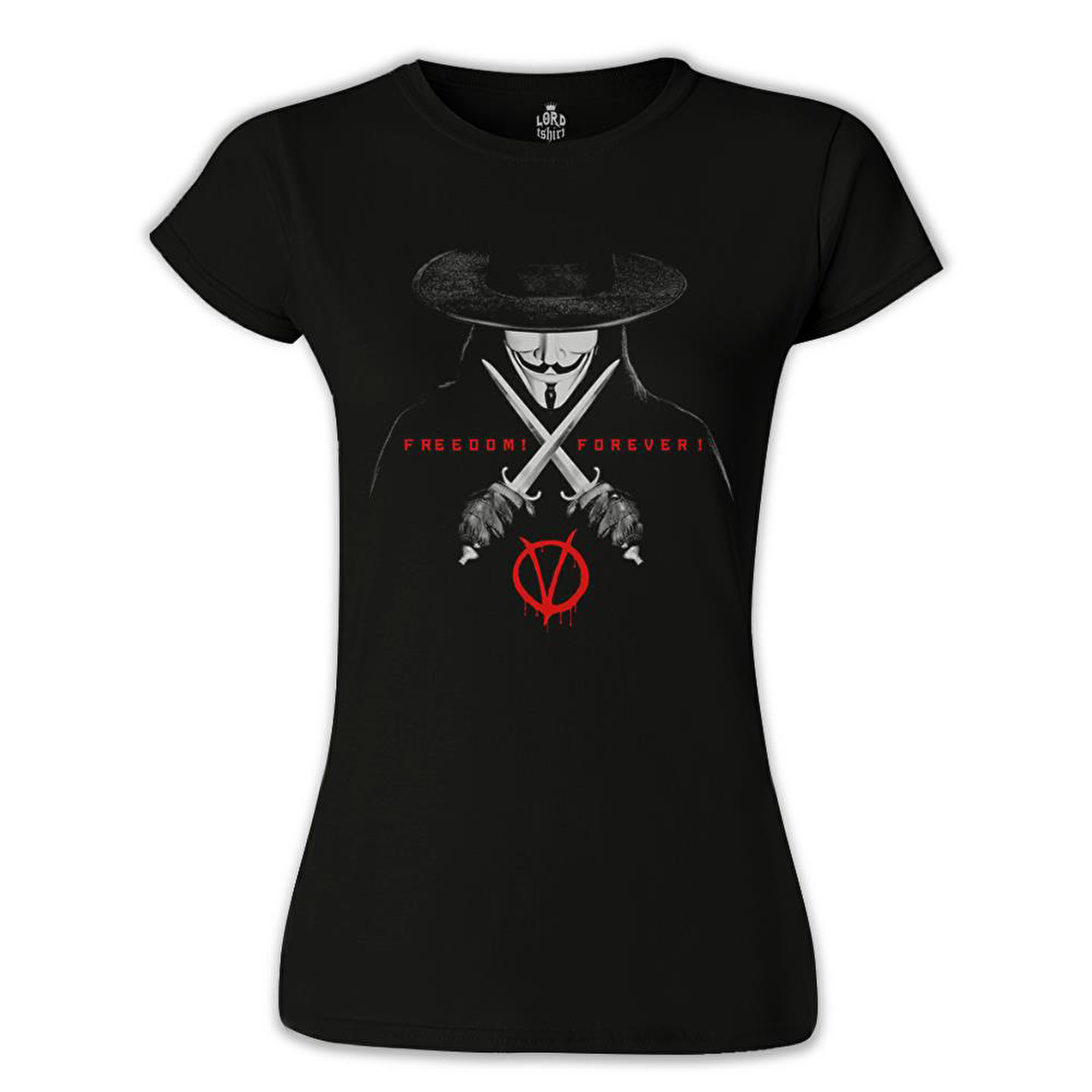 V for Vendetta - Freedom Siyah Bayan Tshirt