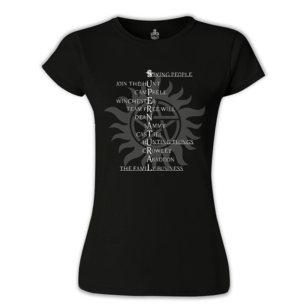 Supernatural - Saving People Siyah Bayan Tshirt
