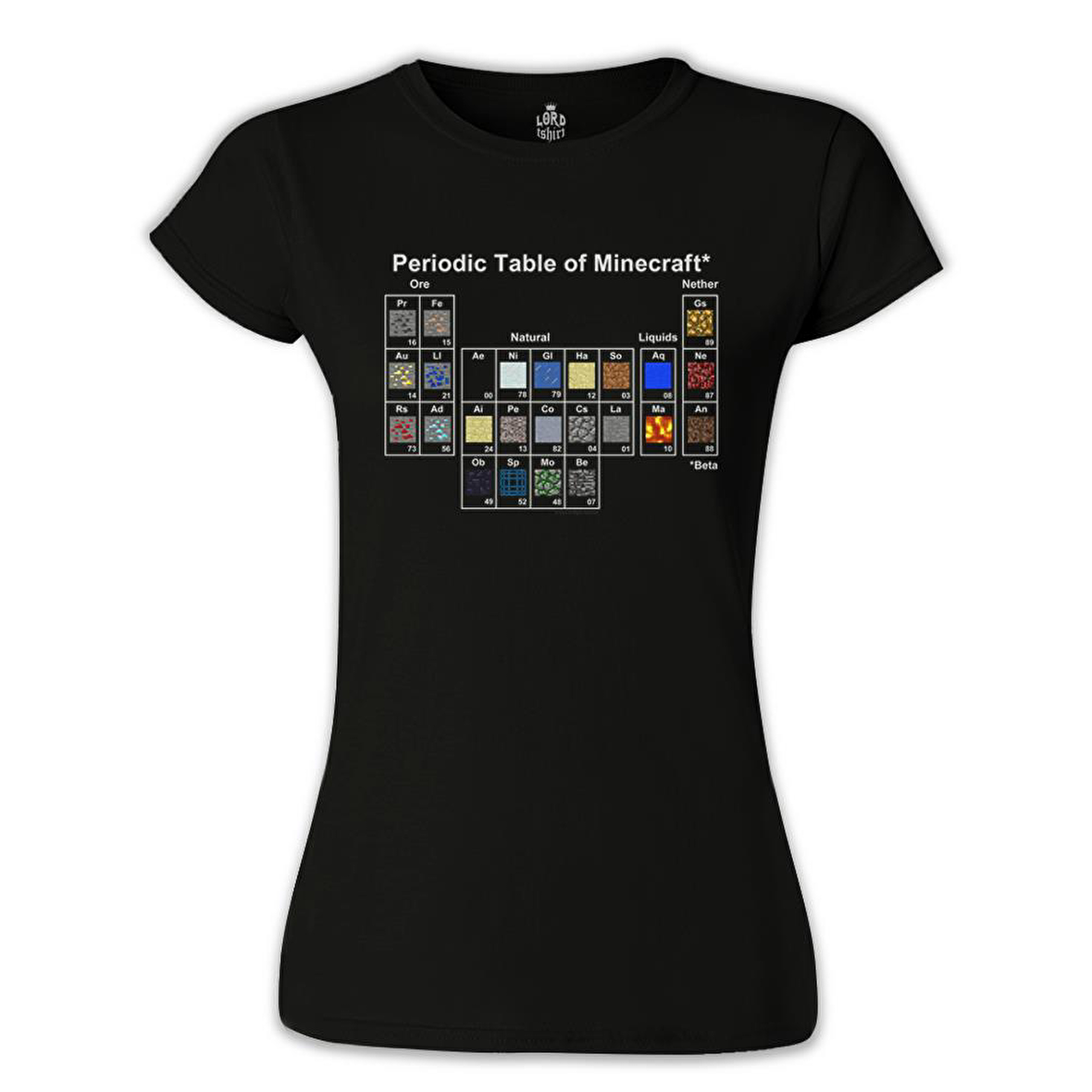 Minecraft - Periodic Table Siyah Kadın Tshirt
