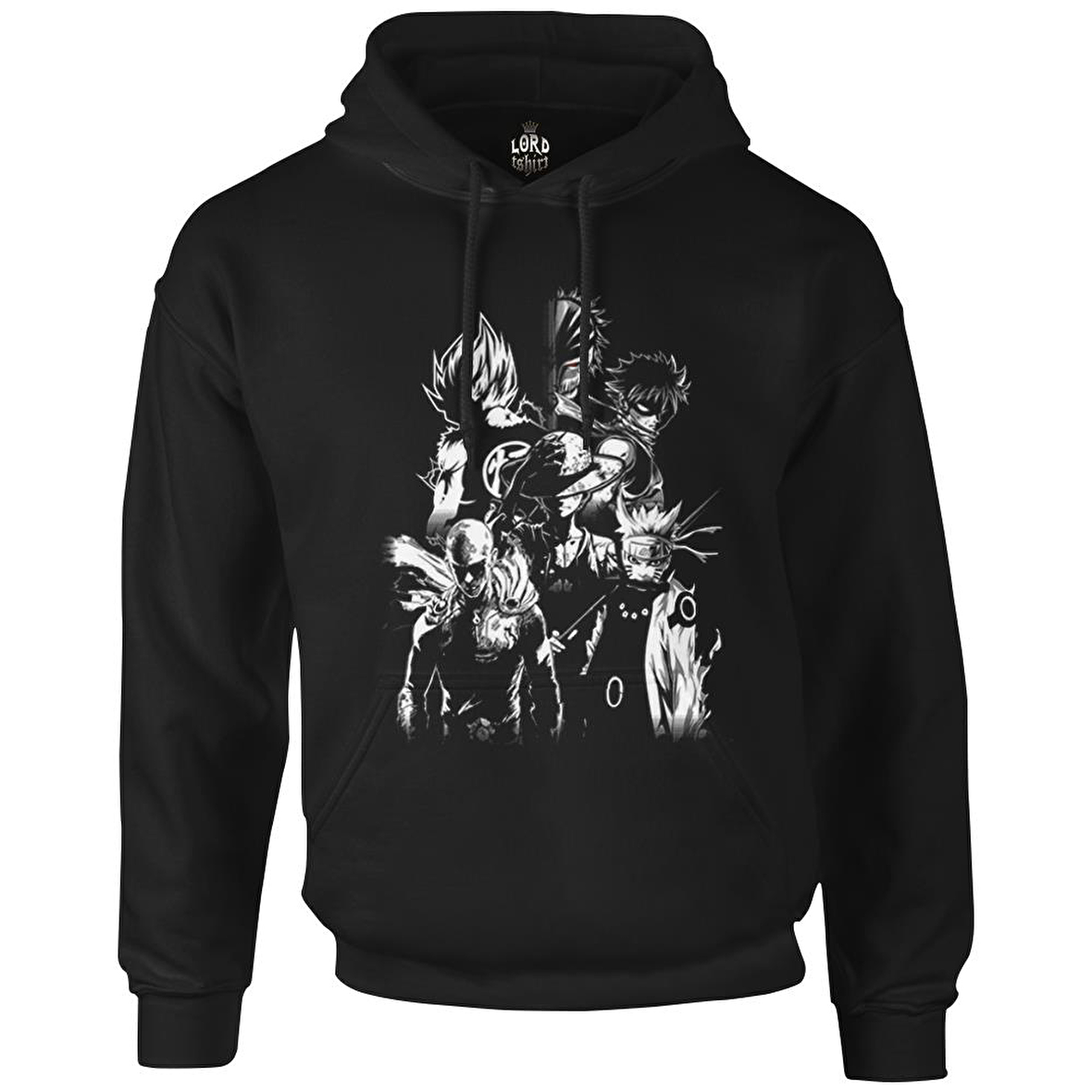 Anime Heros Siyah Erkek Fermuarsız Kapşonlu