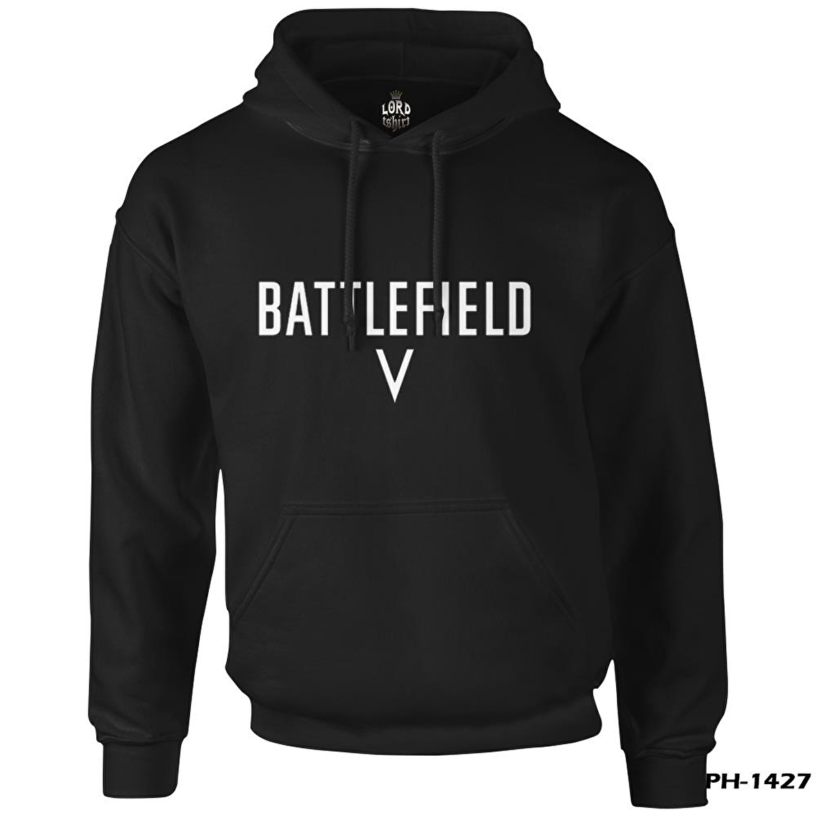 Battlefield 5 - Logo Siyah Erkek Fermuarsız Kapşonlu