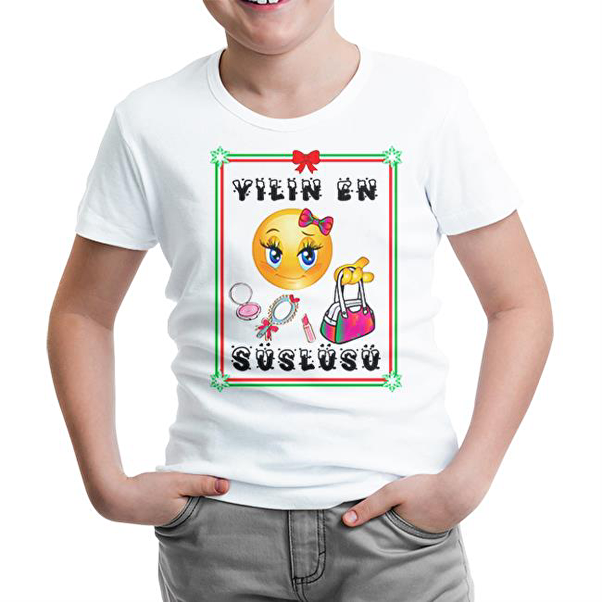 Yılın En Süslüsü Beyaz Çocuk Tshirt