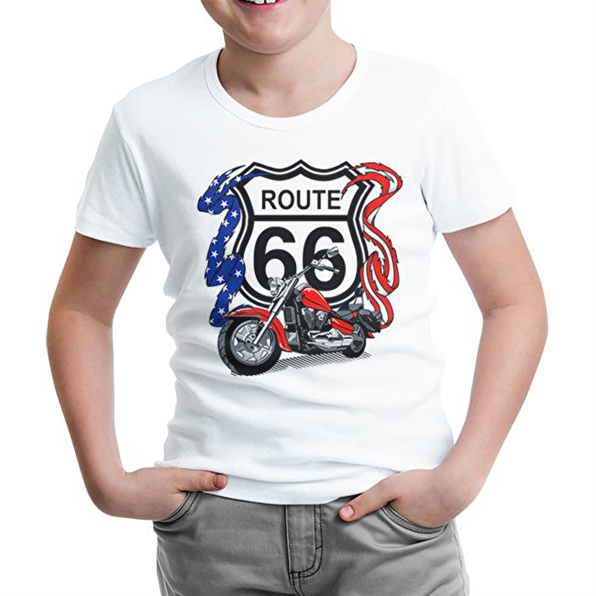 Route 66 Beyaz Çocuk Tshirt