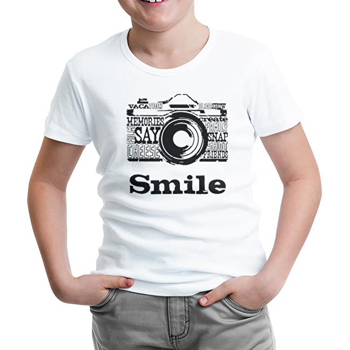 Smile Beyaz Çocuk Tshirt