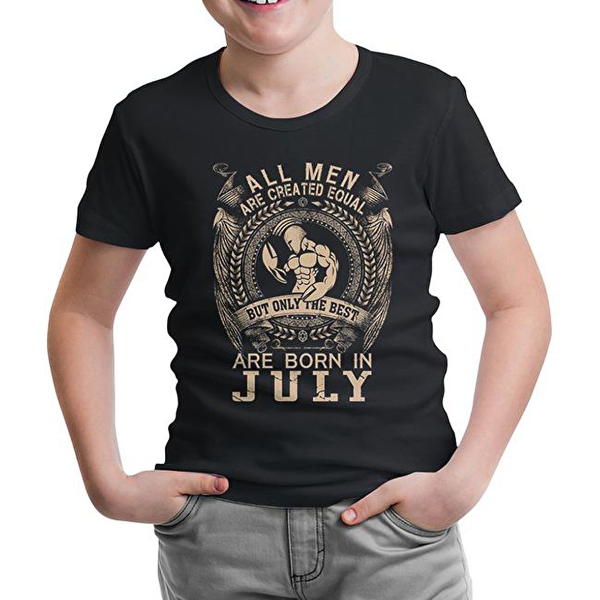 Burç Yengeç- Born in July Siyah Çocuk Tshirt