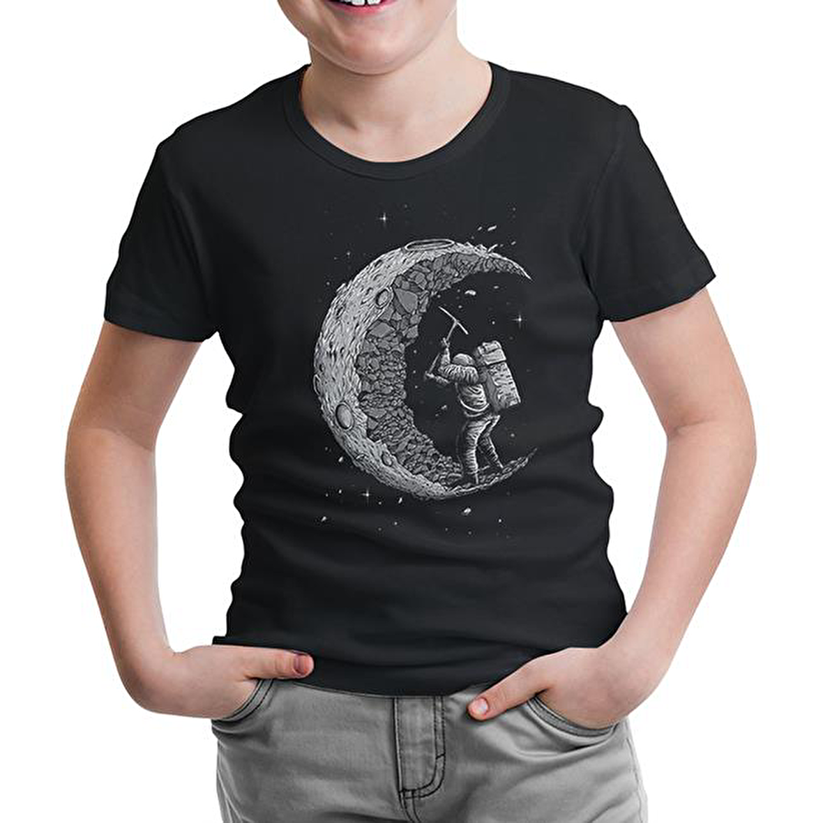 Space - Construction Siyah Çocuk Tshirt