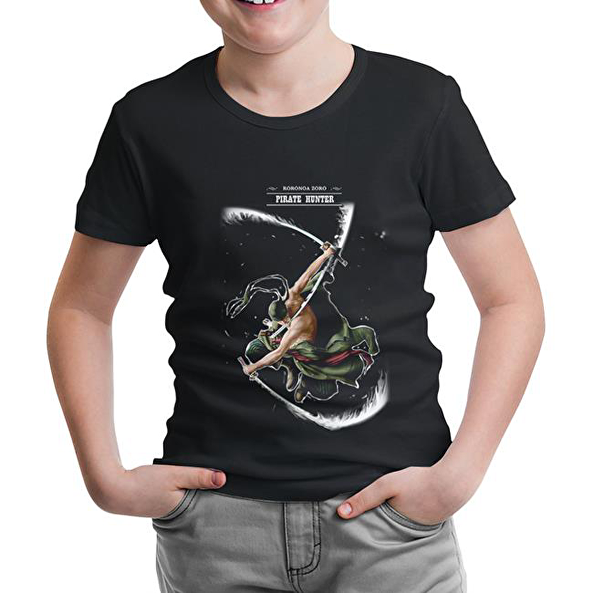 One Piece - Rononoa Hunter Siyah Çocuk Tshirt