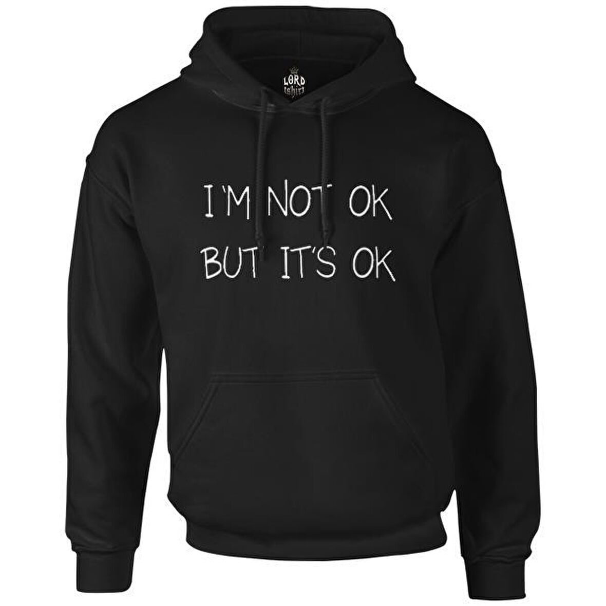 Not OK But OK Siyah Erkek Fermuarsız Kapşonlu