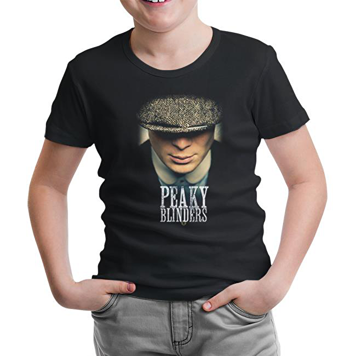 Peaky Blinders - Button Siyah Çocuk Tshirt