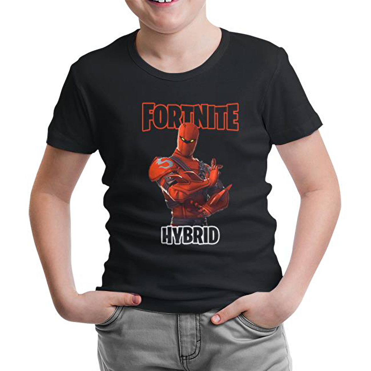 Fortnite - Hybrid Siyah Çocuk Tshirt