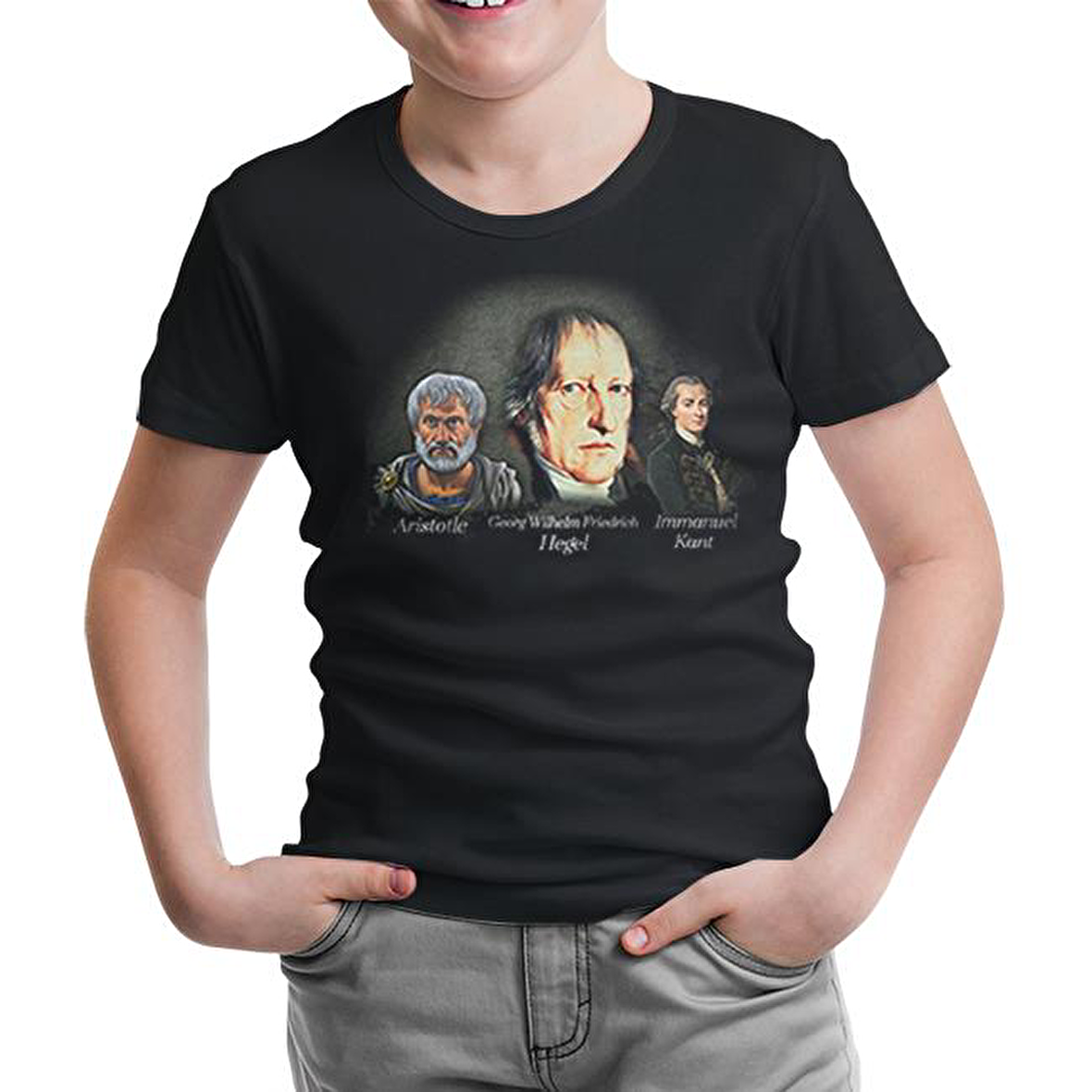 Hegel Aristo Kant  Siyah Çocuk Tshirt