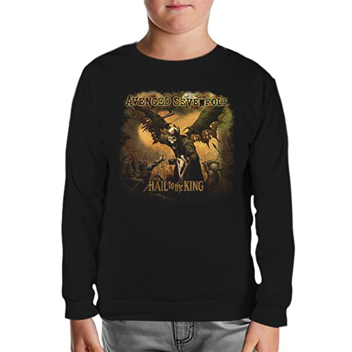 Avenged Sevenfold - Hail to the King Siyah Çocuk Sweatshirt
