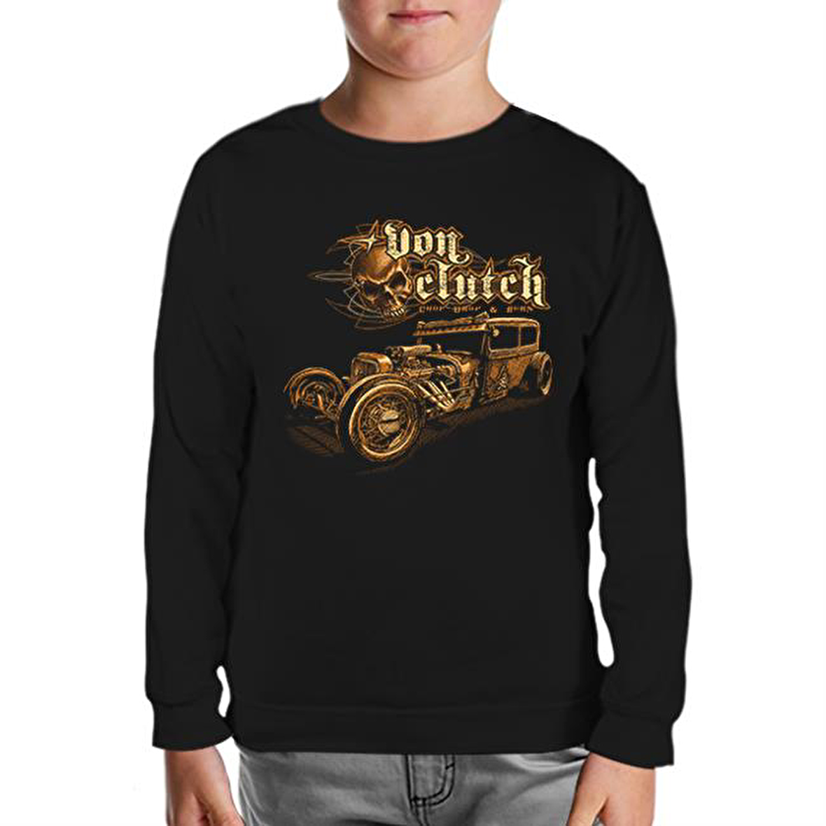Old Car Siyah Çocuk Sweatshirt