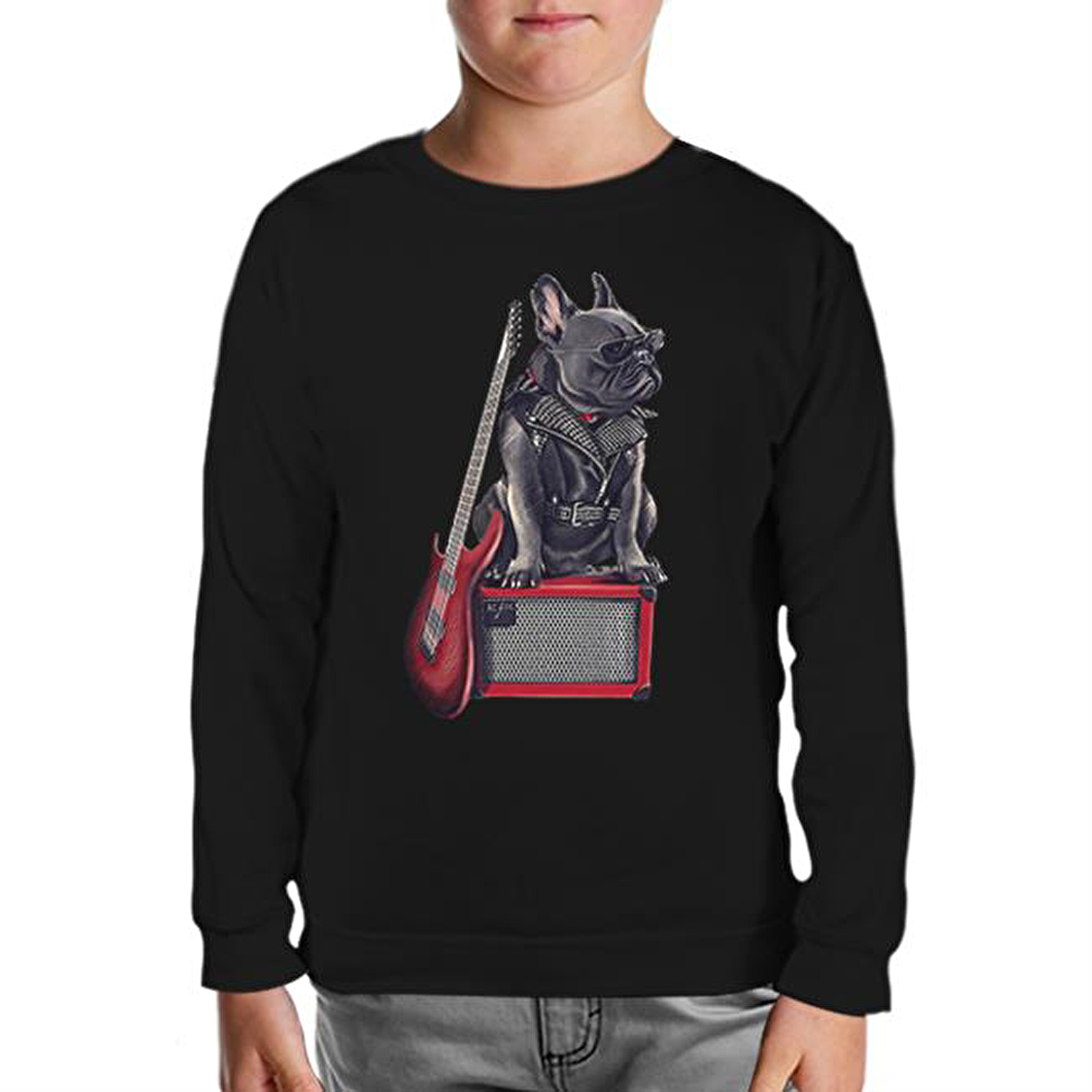 Rocker Dog Siyah Çocuk Sweatshirt