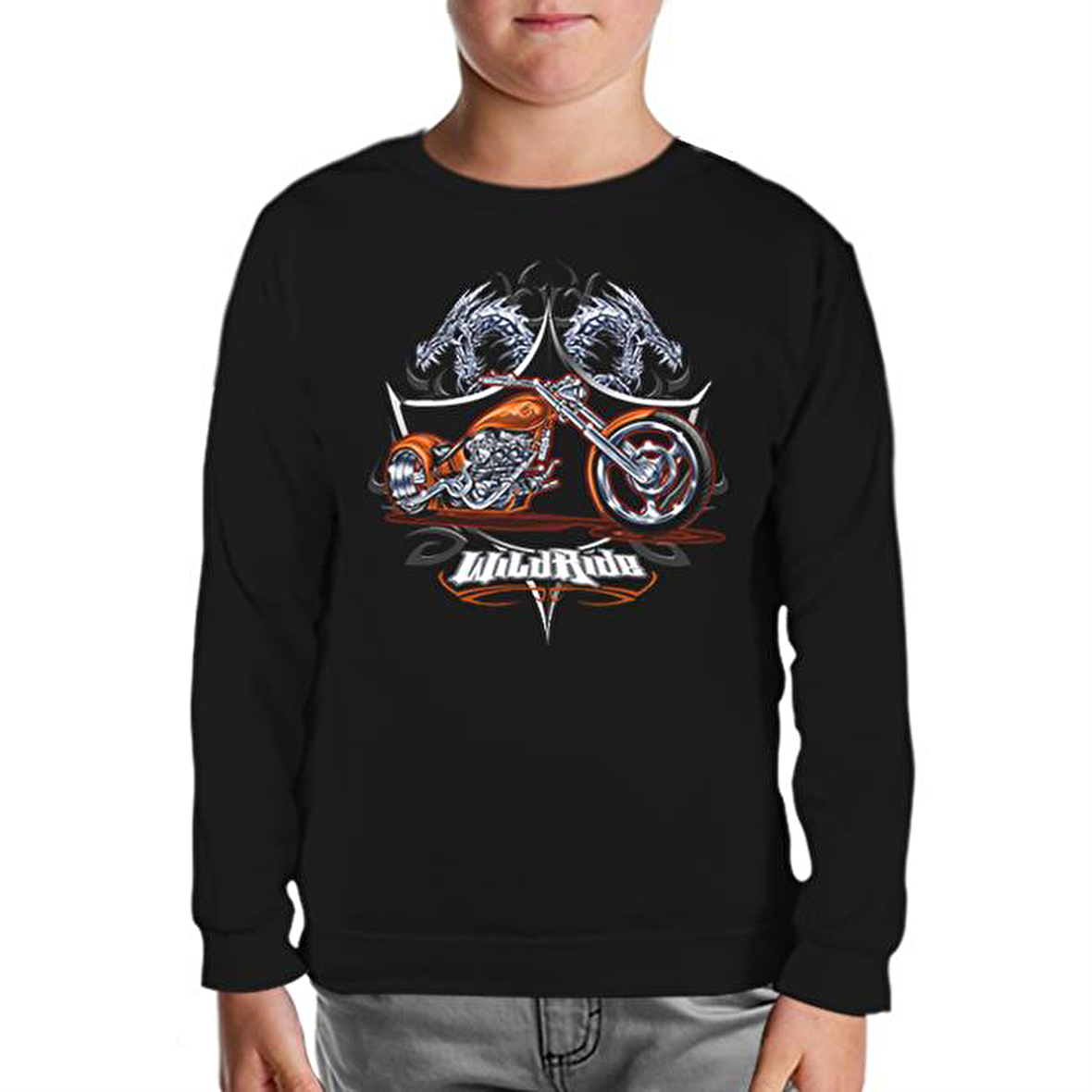 Motosiklet - Motor Ride Siyah Çocuk Sweatshirt