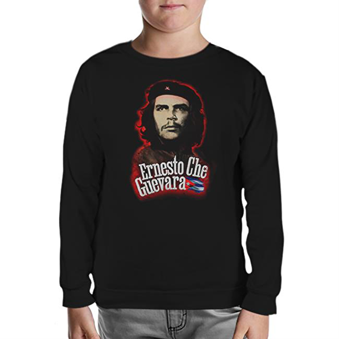 Che Guevara - Flag Siyah Çocuk Sweatshirt
