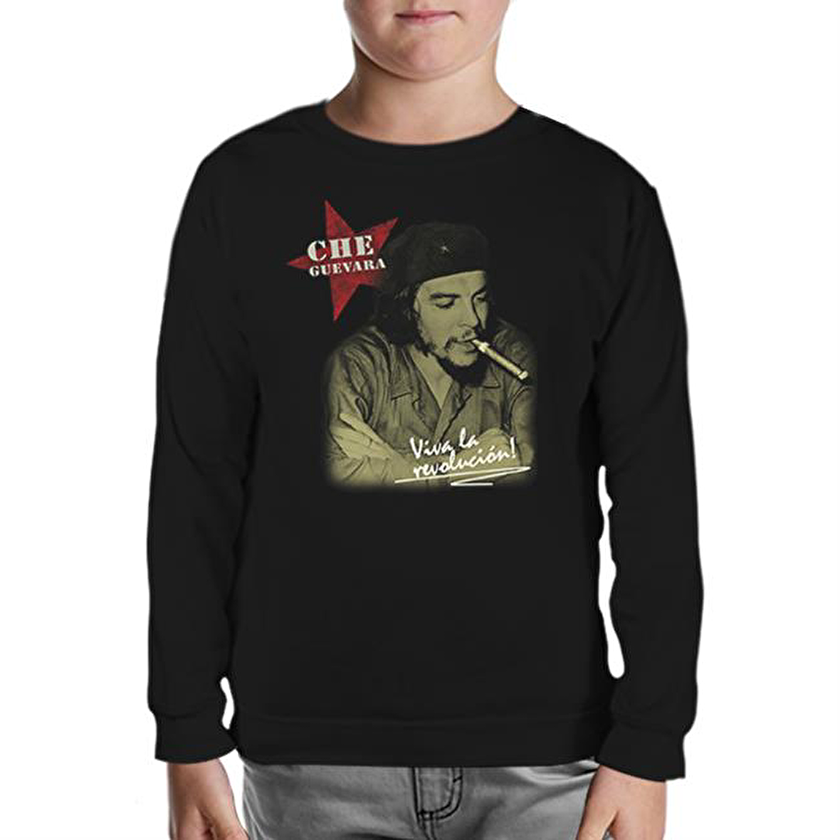 Che Guevara - Puro Siyah Çocuk Sweatshirt