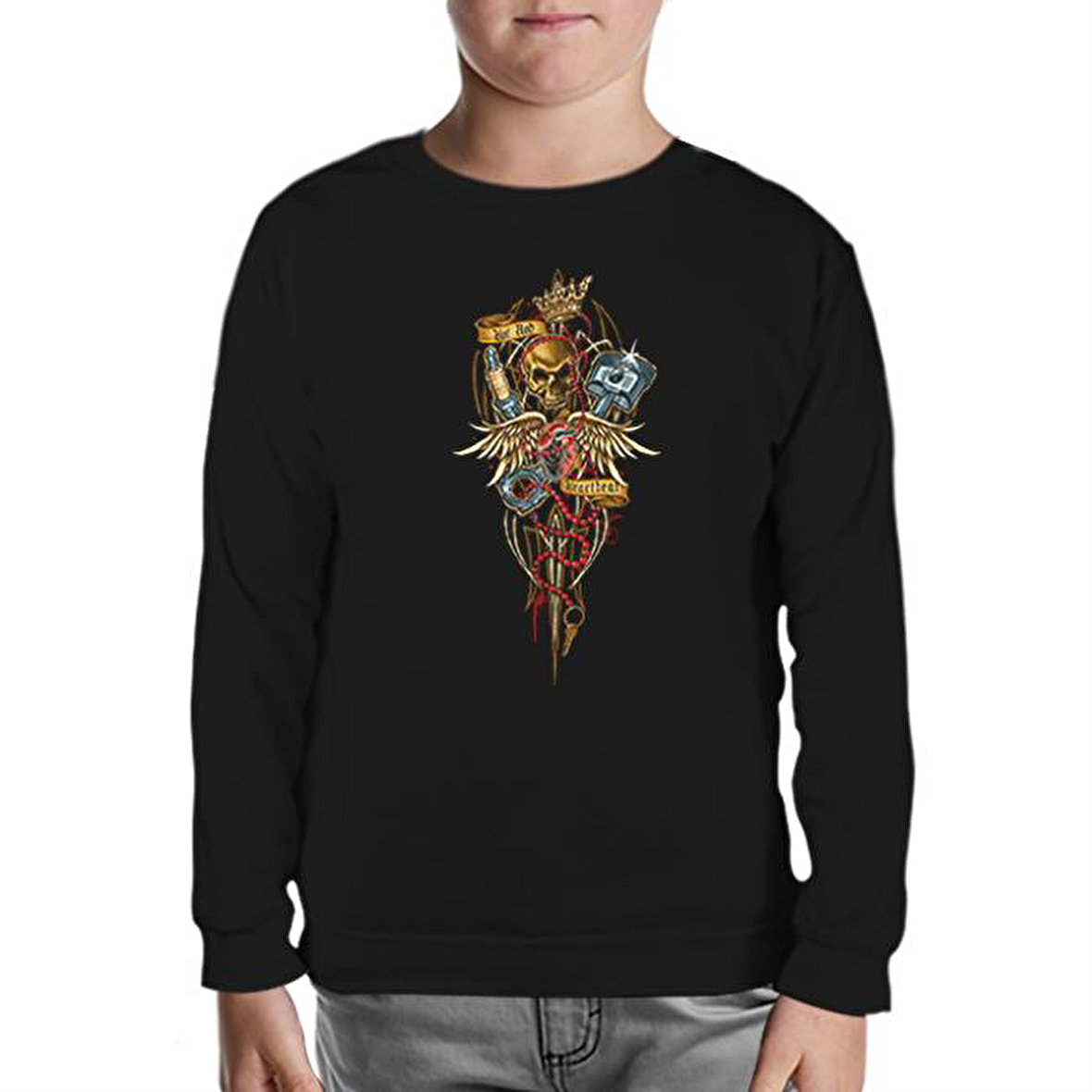Motosiklet - Heartbeat Siyah Çocuk Sweatshirt