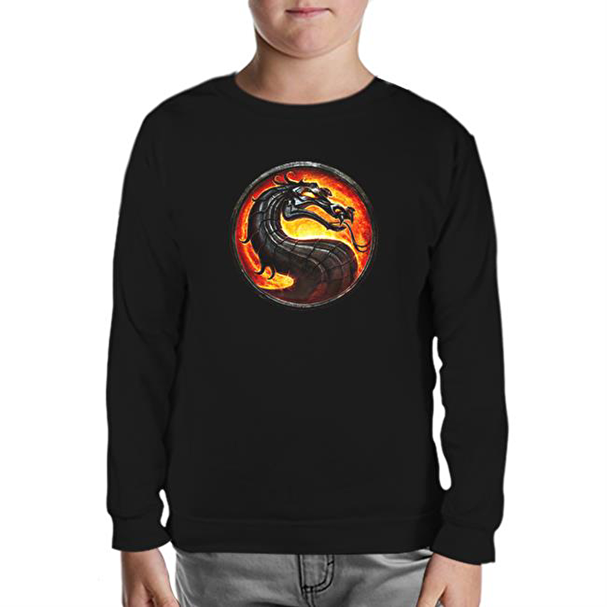 Mortal Combat Logo Siyah Çocuk Sweatshirt