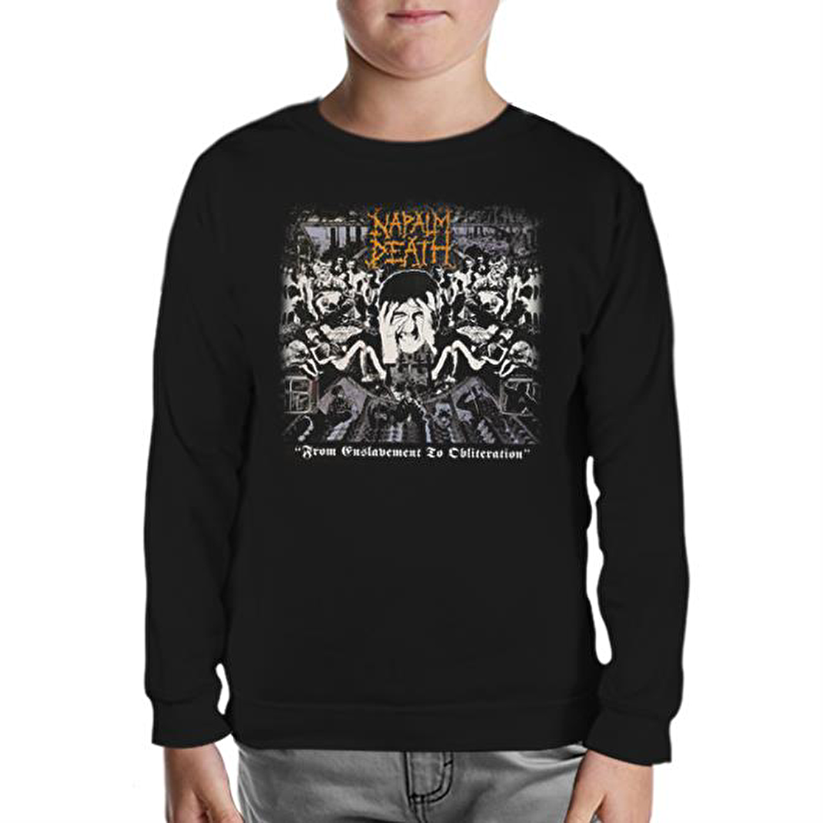 Napalm Death - From Enslavement Siyah Çocuk Sweatshirt