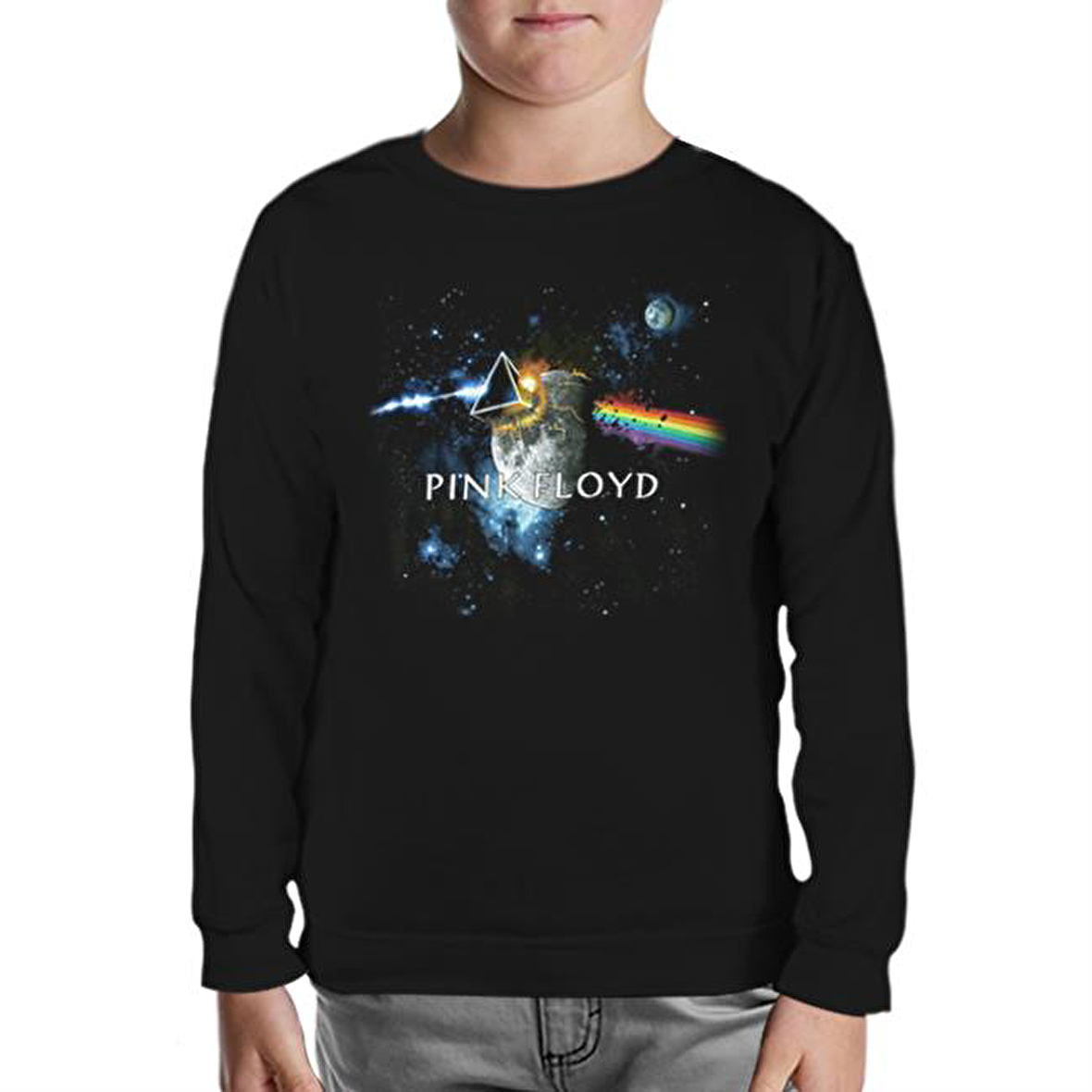 Pink Floyd - Above the Moon Siyah Çocuk Sweatshirt