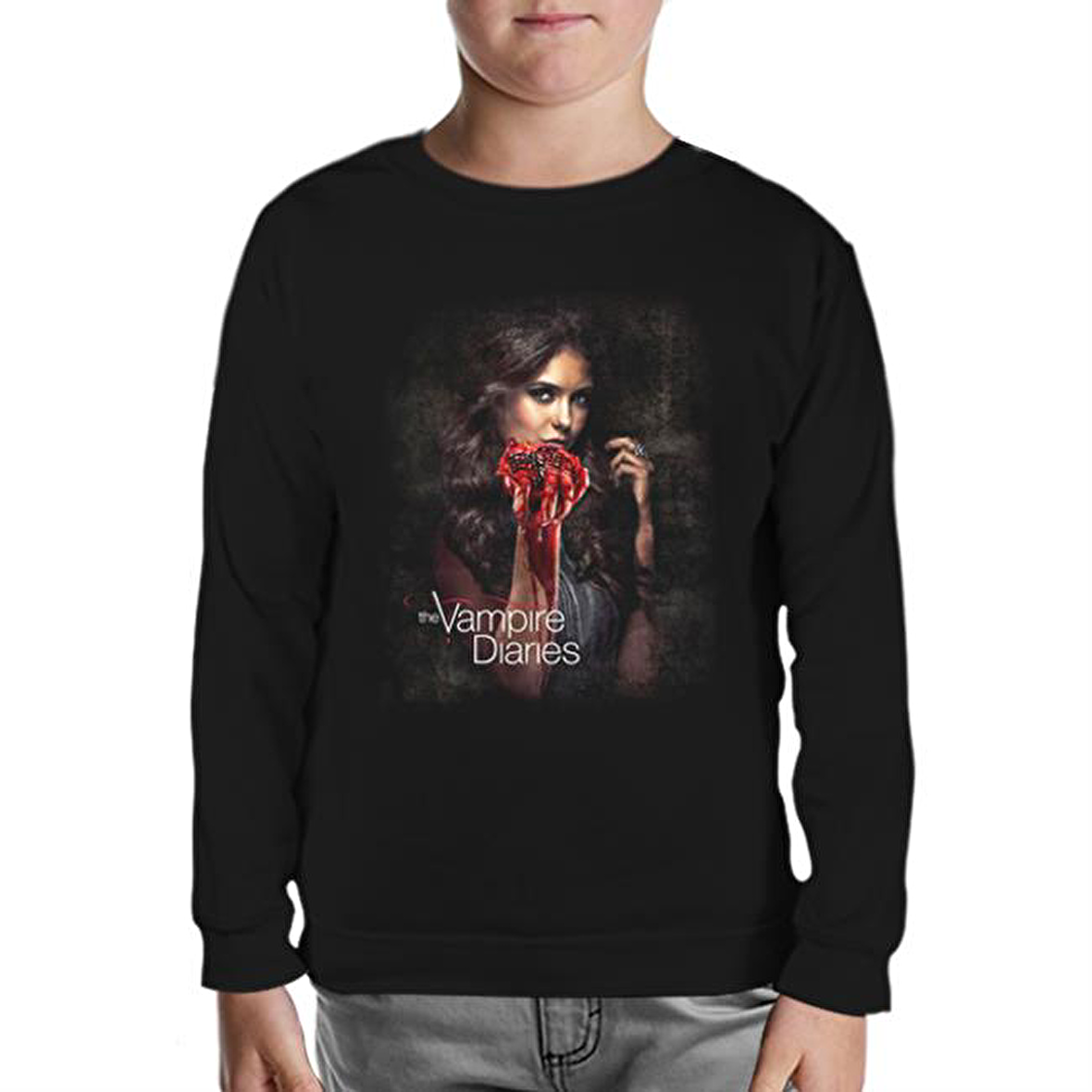 Vampire Diaries Siyah Çocuk Sweatshirt