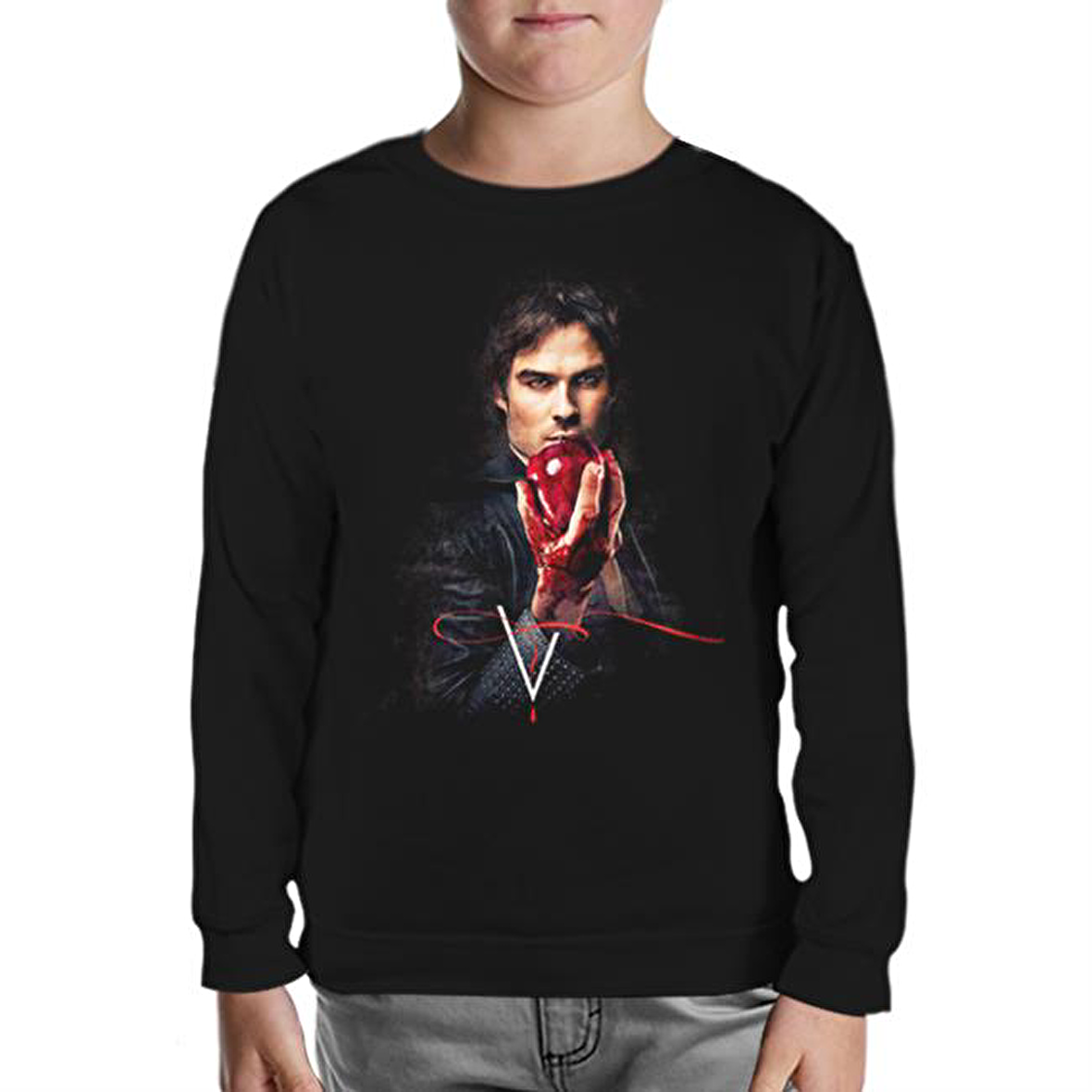 Vampire Diaries - Damon Siyah Çocuk Sweatshirt