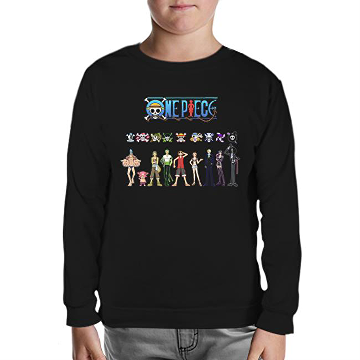 One Piece Siyah Çocuk Sweatshirt
