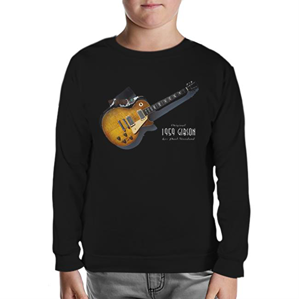 Gitar - Gibson - 1959 Siyah Çocuk Sweatshirt