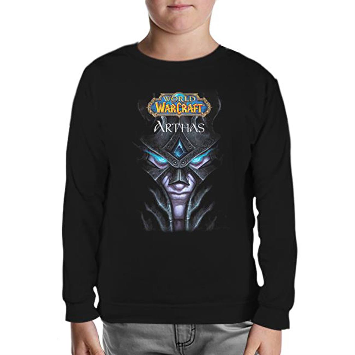 World Warcraft - Arthas Siyah Çocuk Sweatshirt