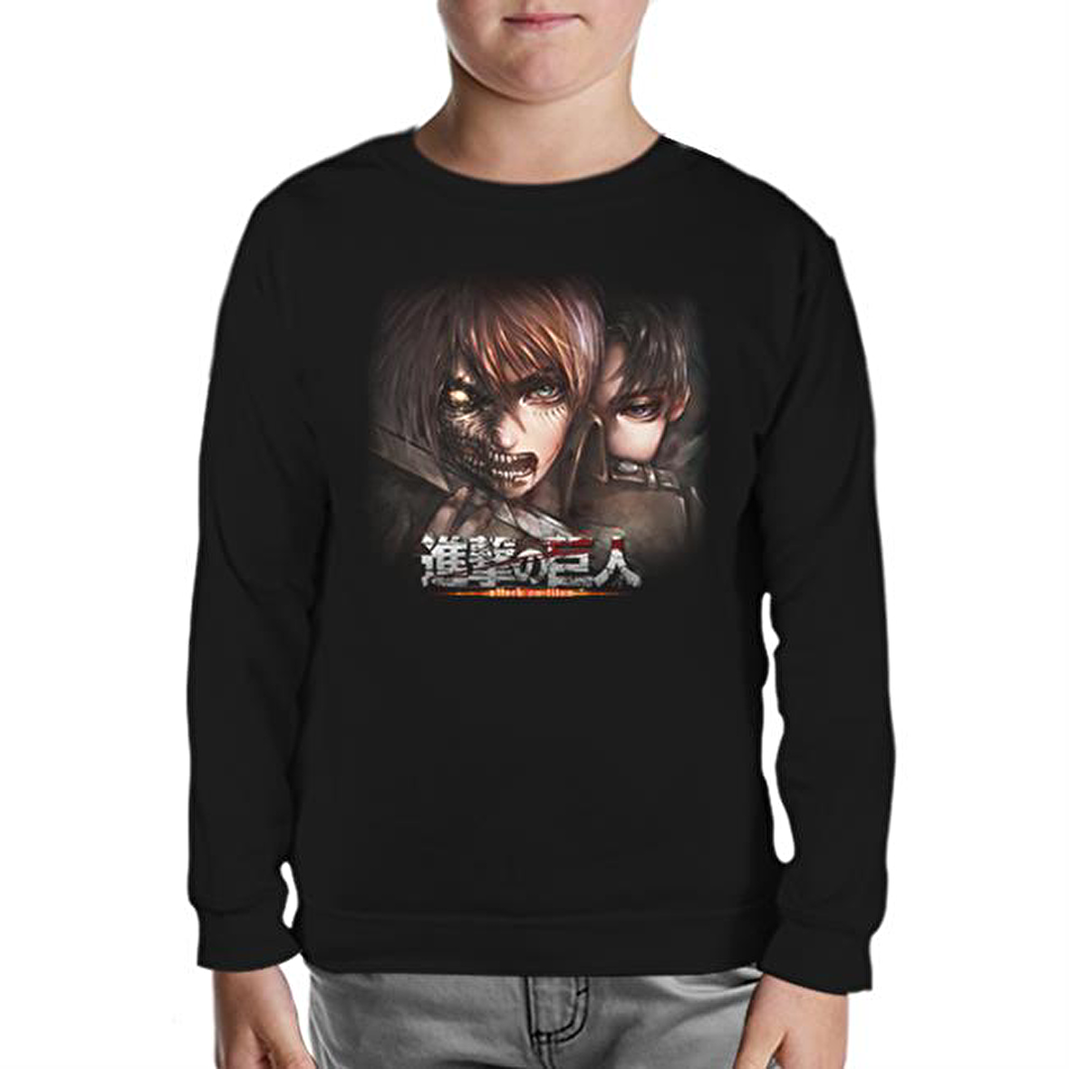 Attack on Titan Siyah Çocuk Sweatshirt