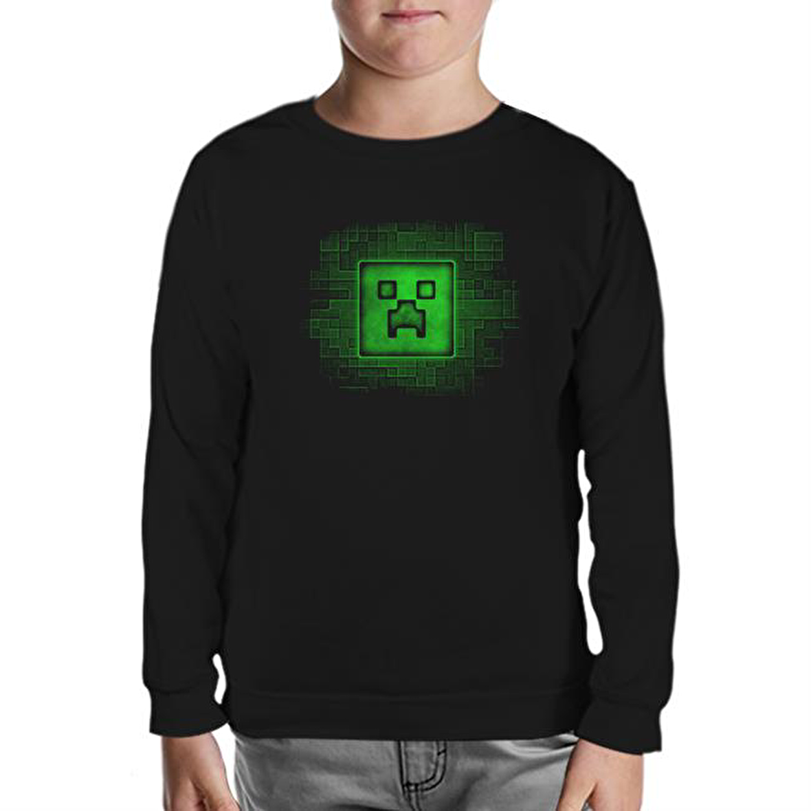 Minecraft 2 Siyah Çocuk Sweatshirt
