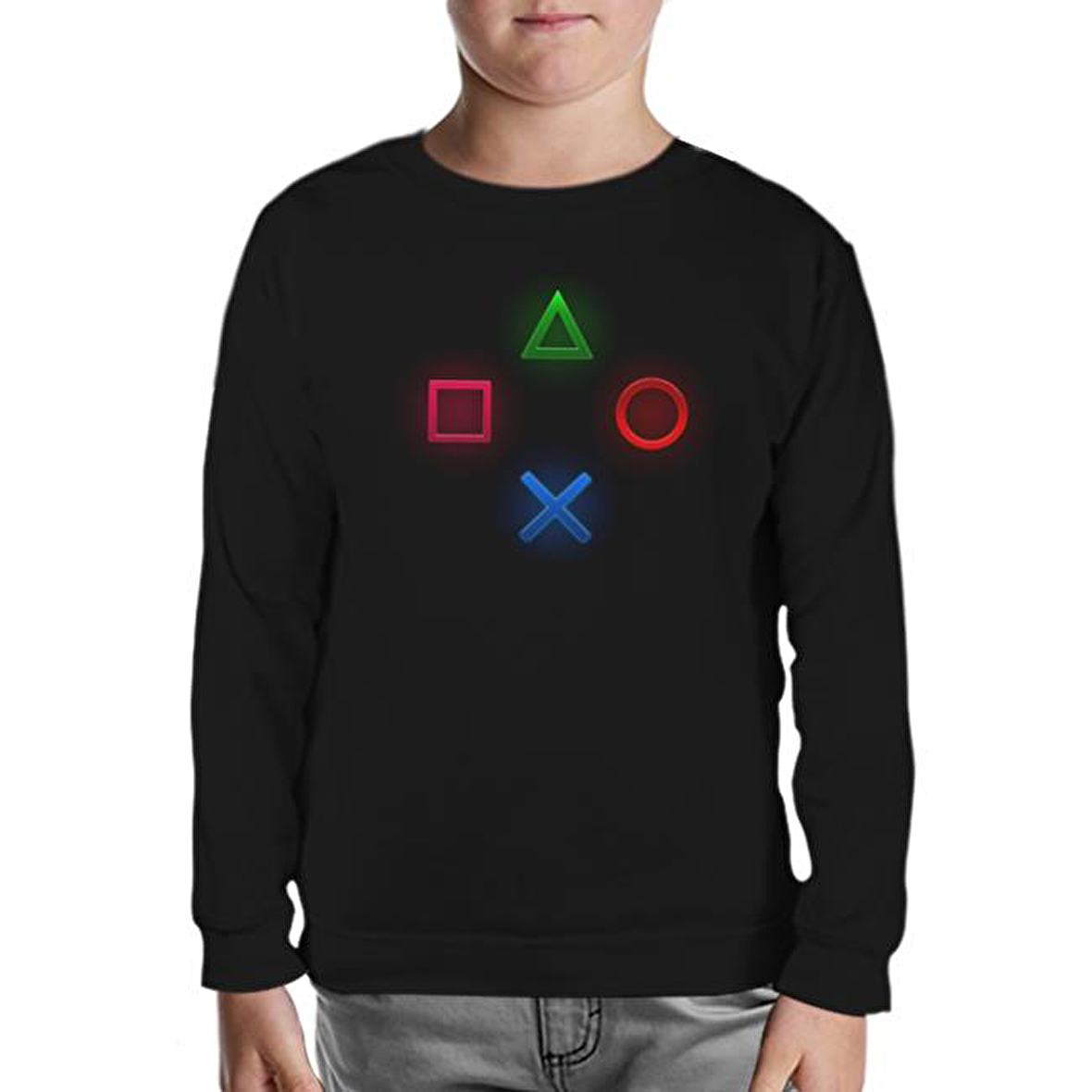 Play Buttons Siyah Çocuk Sweatshirt