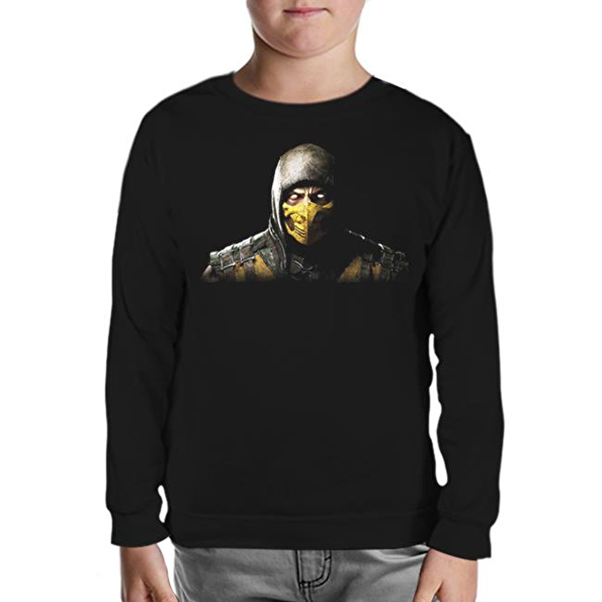 Mortal Combat - Scorpion Siyah Çocuk Sweatshirt