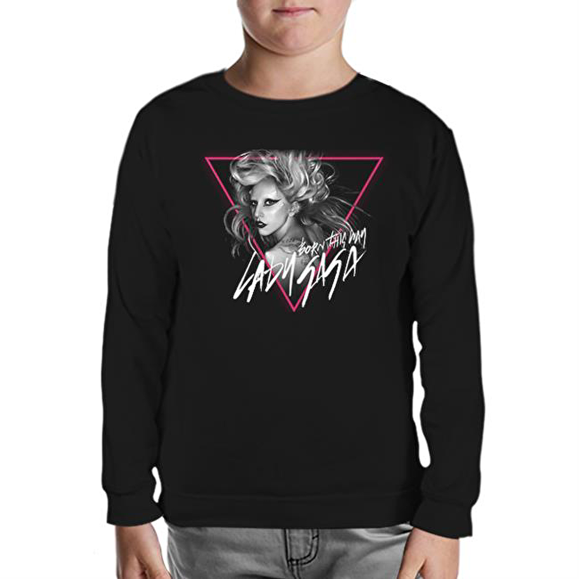 Lady Gaga - Born this Way Siyah Çocuk Sweatshirt