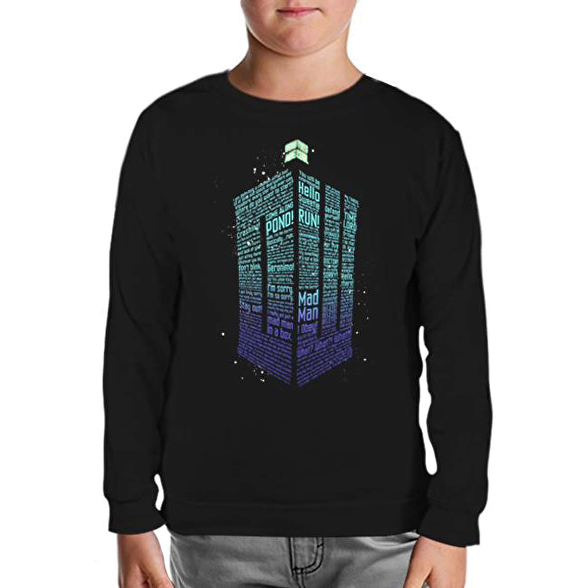 Dr.Who - Bow Ties Siyah Çocuk Sweatshirt