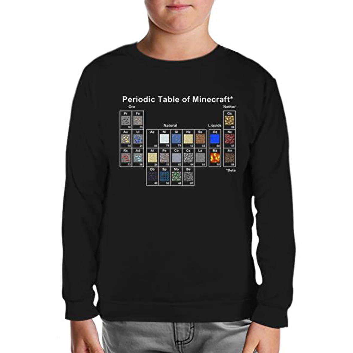 Minecraft - Periodic Table Siyah Çocuk Sweatshirt