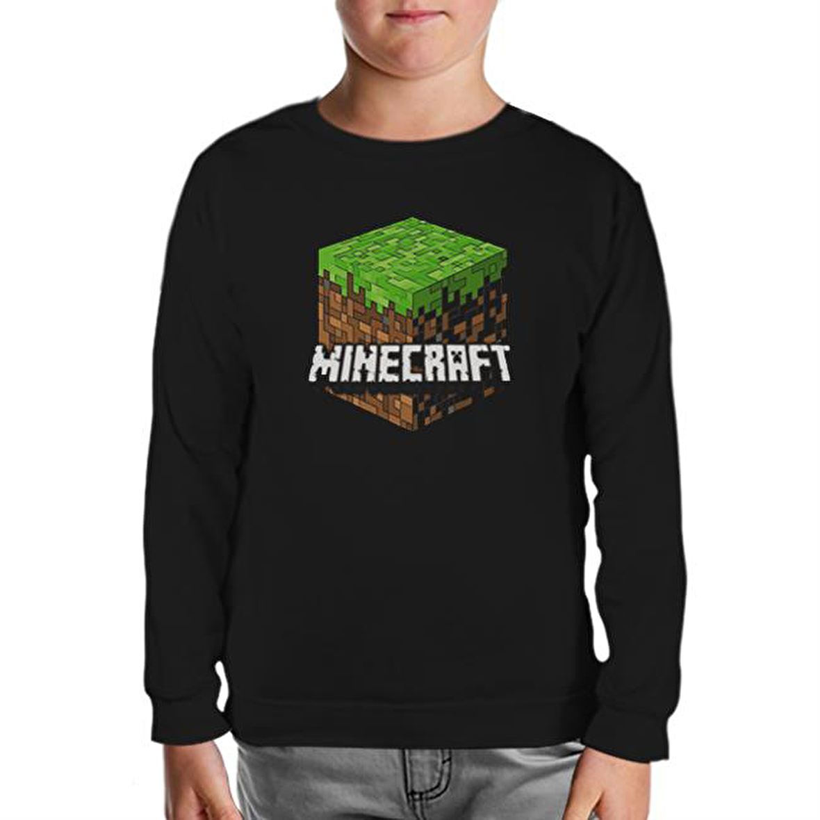 Minecraft - Cube Siyah Çocuk Sweatshirt