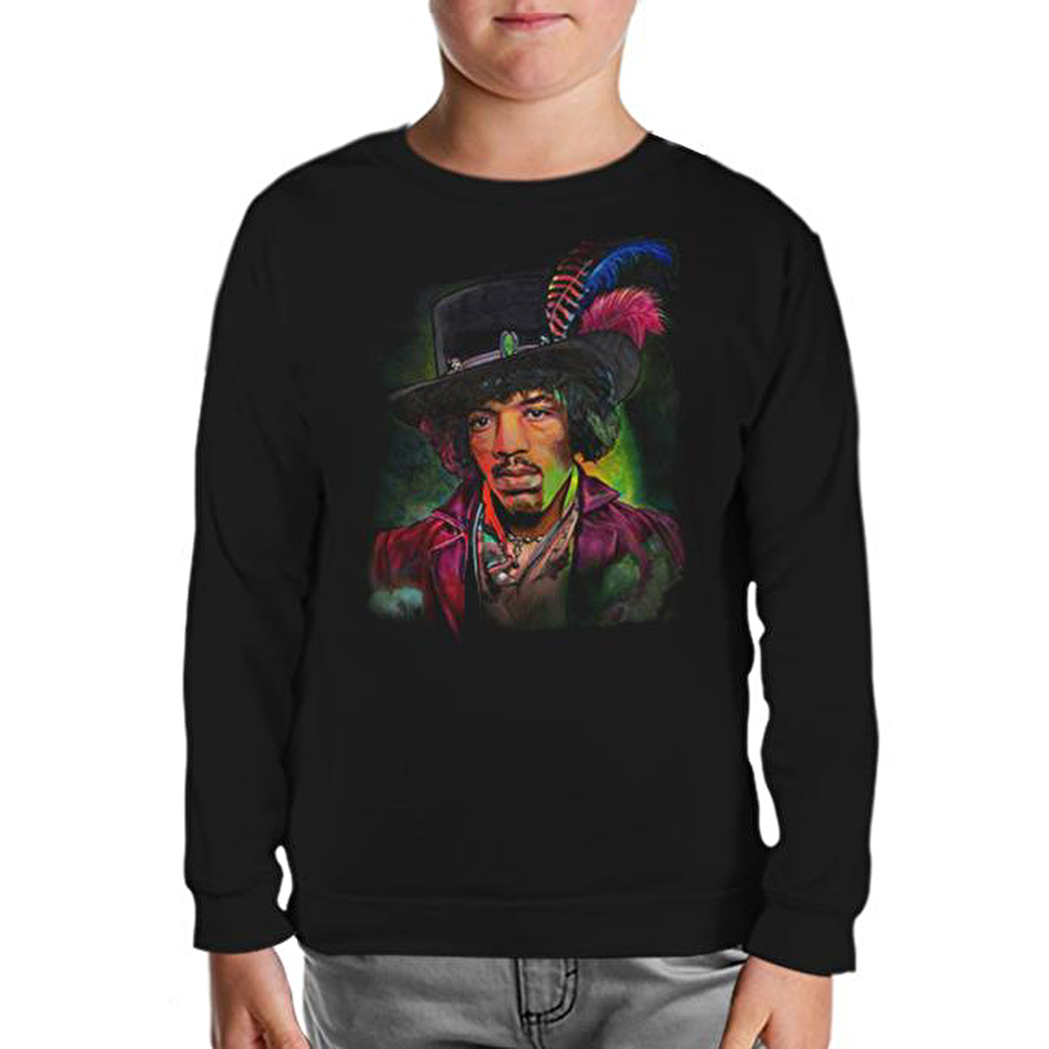 Jimi Hendrix Siyah Çocuk Sweatshirt