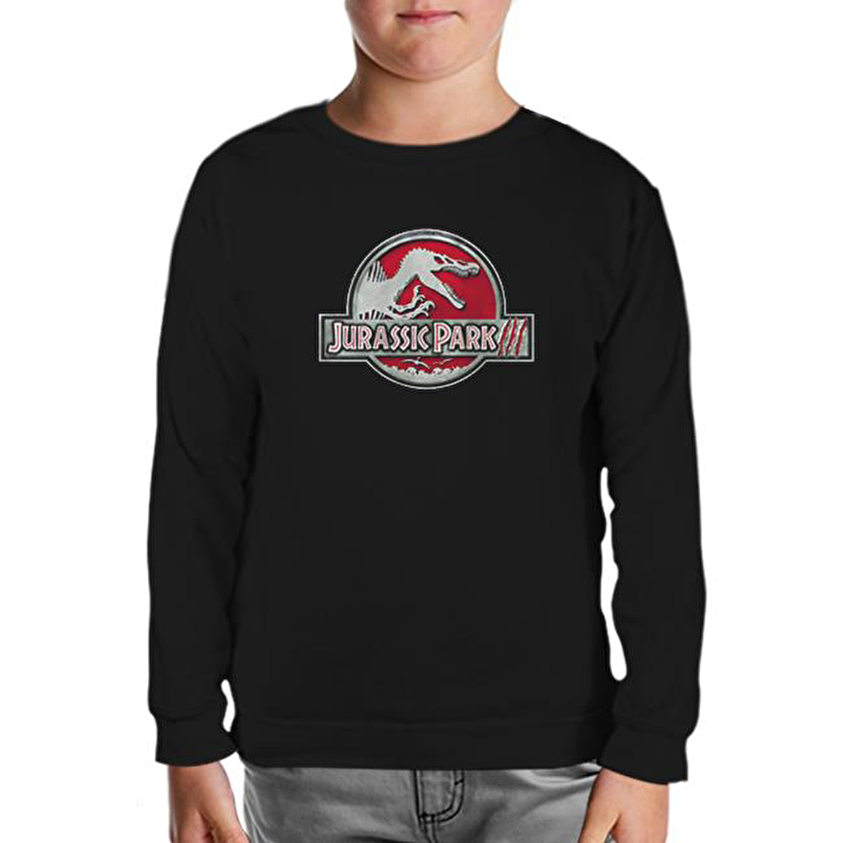 Jurassic Park - Logo Siyah Çocuk Sweatshirt