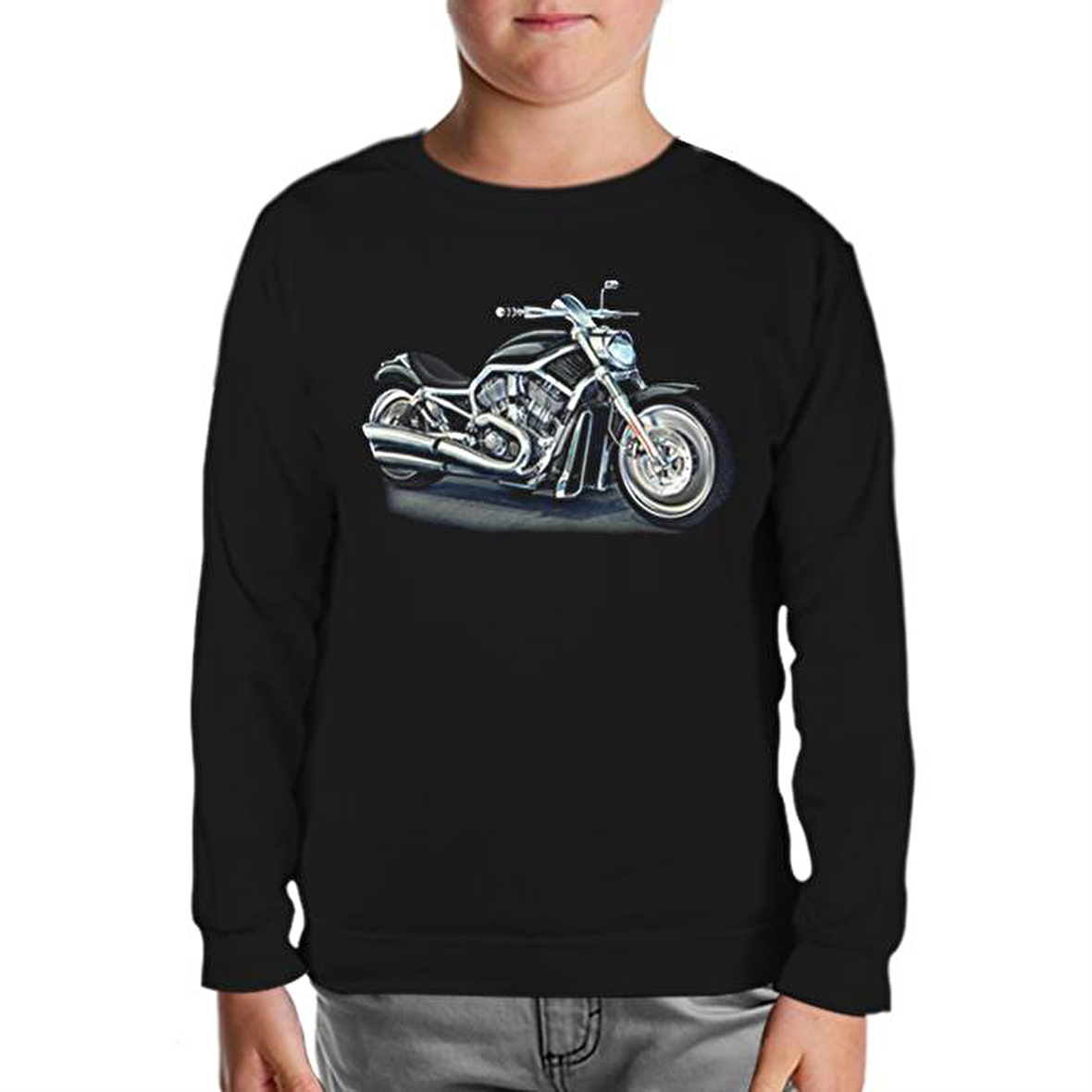 Motosiklet Siyah Çocuk Sweatshirt