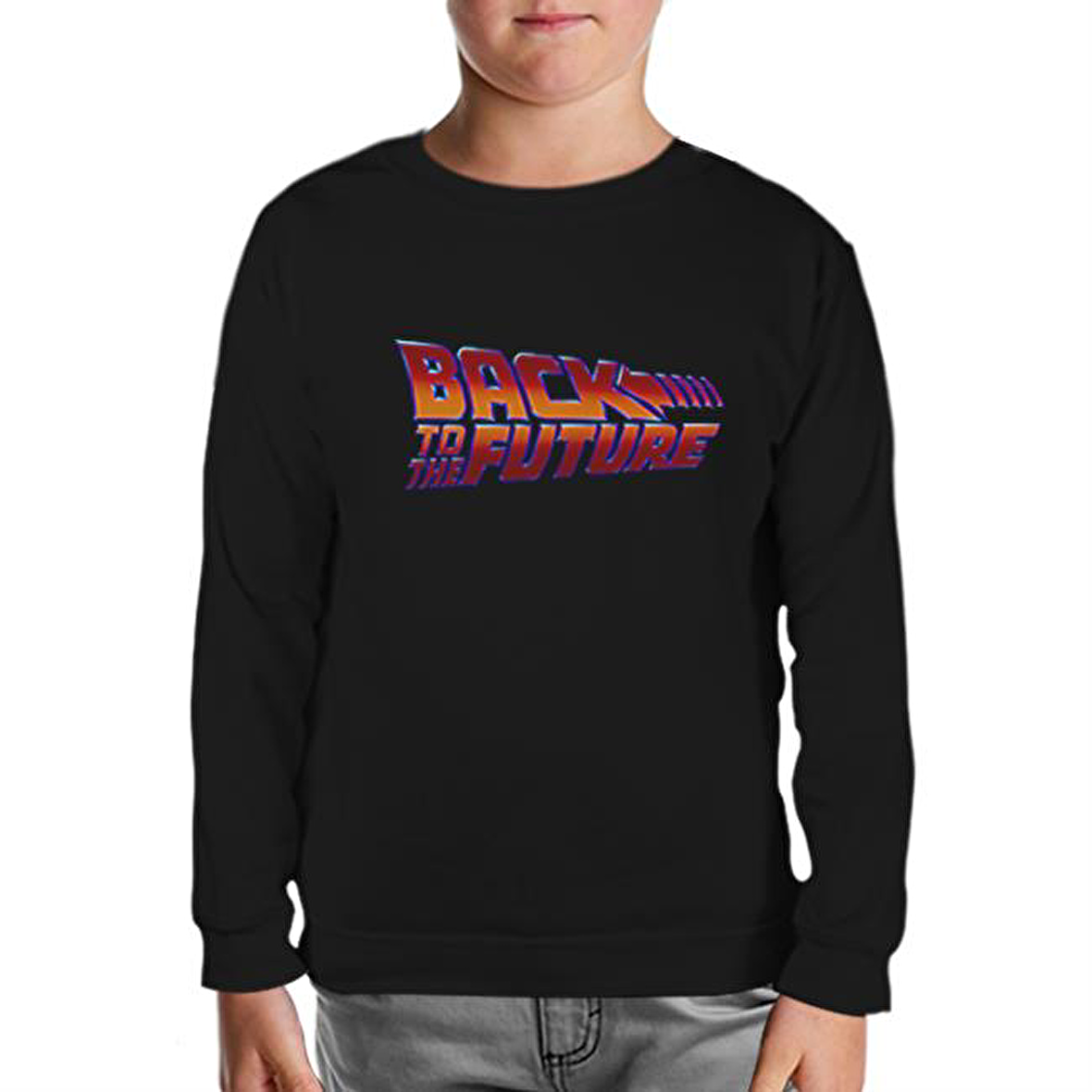 Back to the Future - Logo Siyah Çocuk Sweatshirt