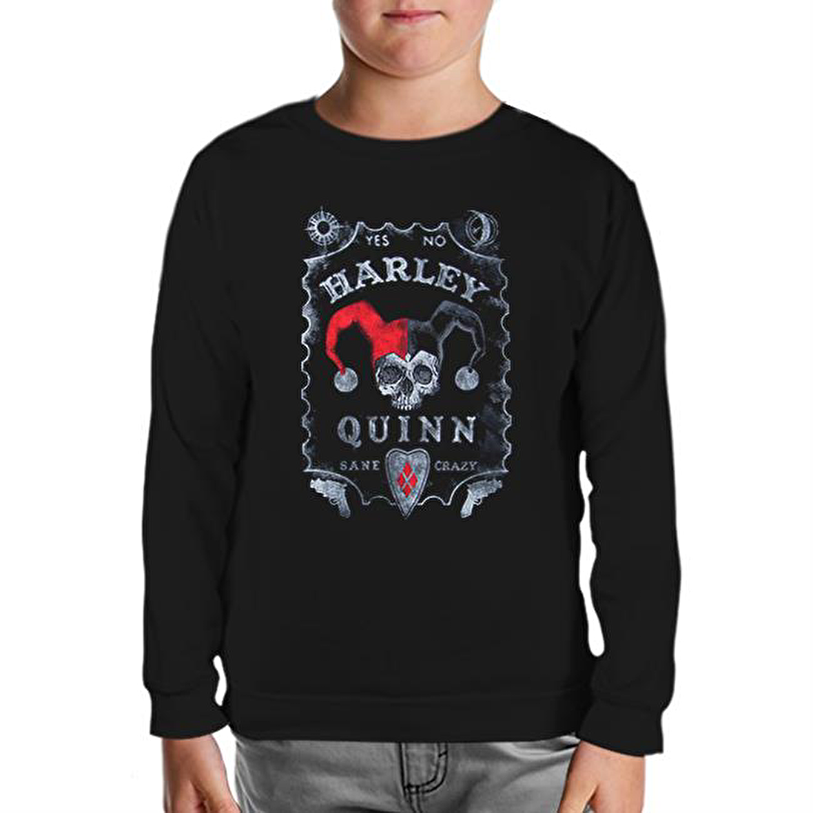 Harley Quinn - Sane Crazy Siyah Çocuk Sweatshirt