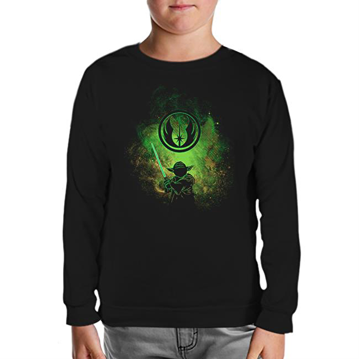 Star Wars - Yoda Siyah Çocuk Sweatshirt