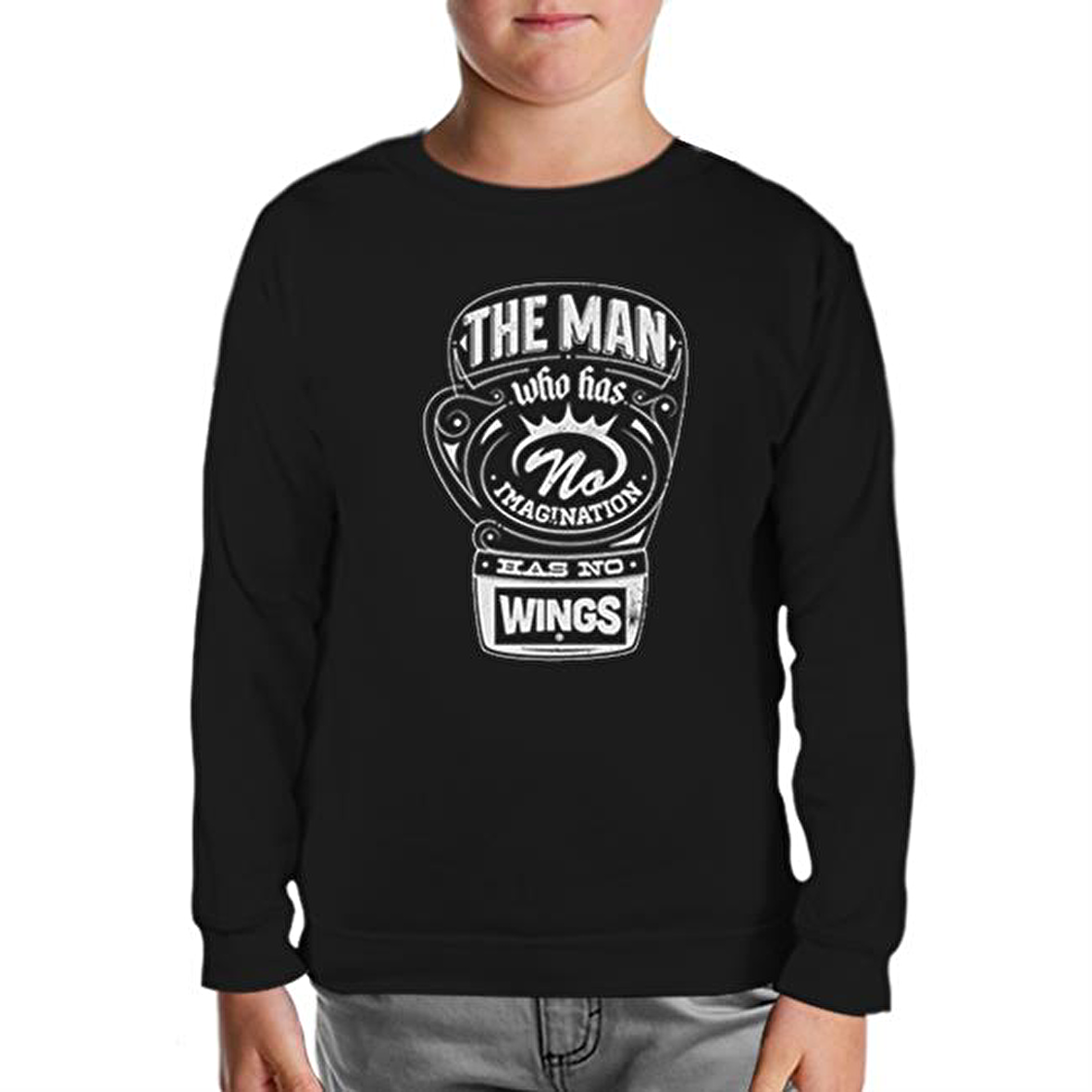 Muhammad Ali - The Man Who has Wings Siyah Çocuk Sweatshirt