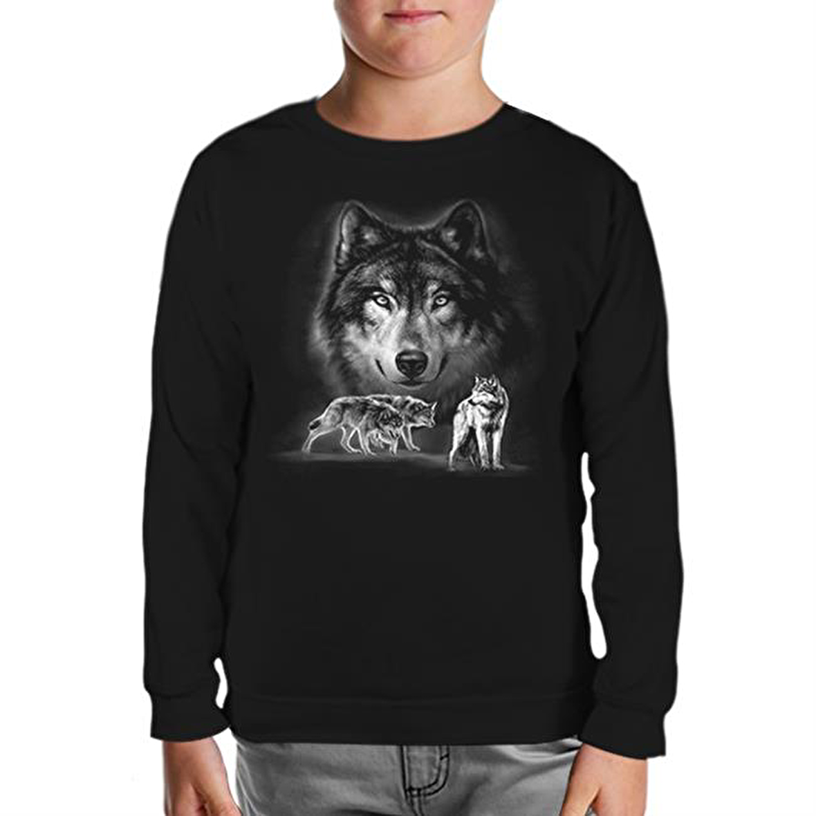 Kurt Siyah Çocuk Sweatshirt