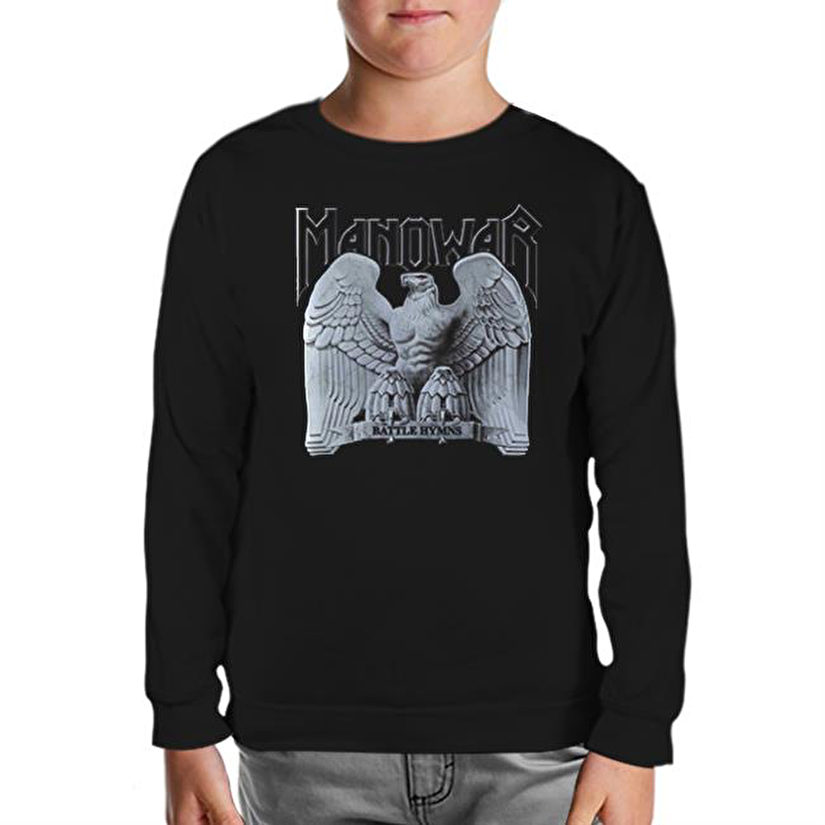 Manowar - Logo Siyah Çocuk Sweatshirt